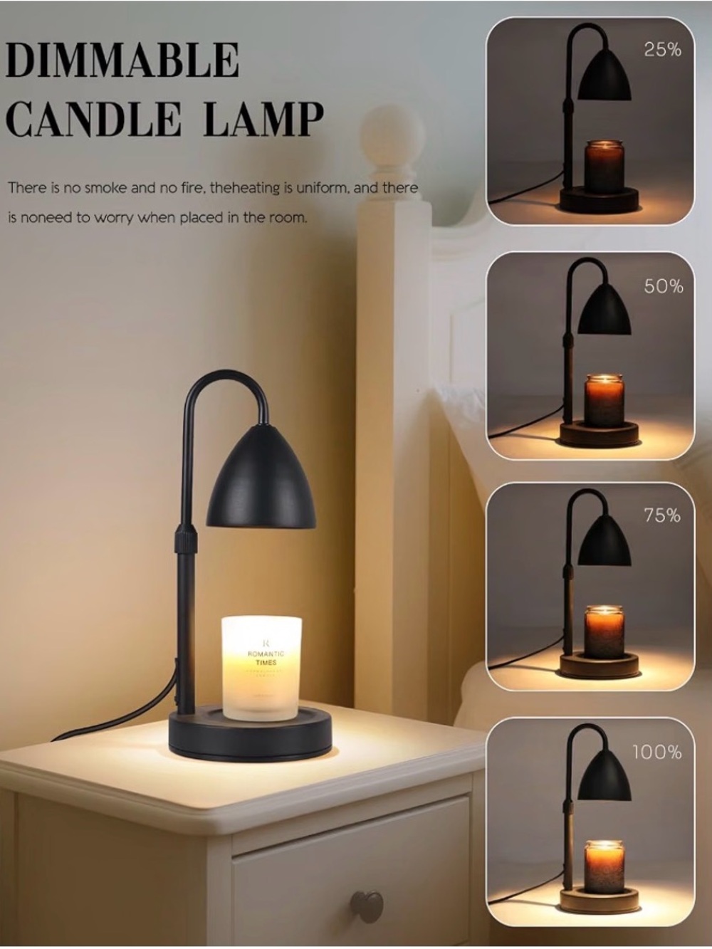 Dimmable Black Candle Lamp - Brand
